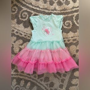 Little Me tulle ruffle dress with butterfly and polka dots size 18 months, EUC